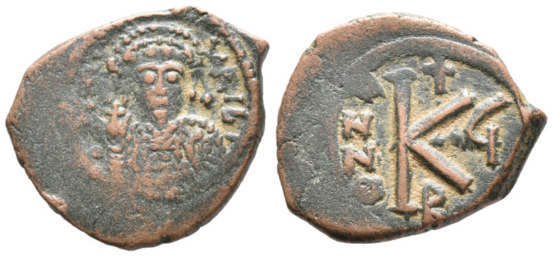 Maurice Tiberius (582-602). Æ 20 Nummi (21.5mm, 5.11g). Constantinople, year 6. ...