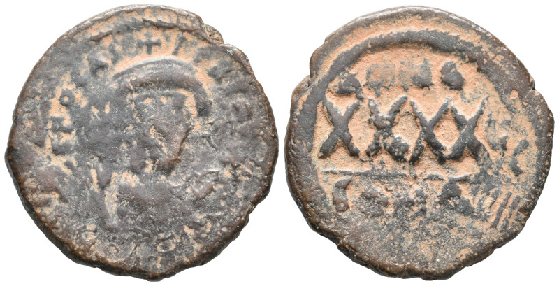 Phocas (602-610). Æ 40 Nummi (29mm, 10.27g). Constantinople, year 7(?). Crowned ...