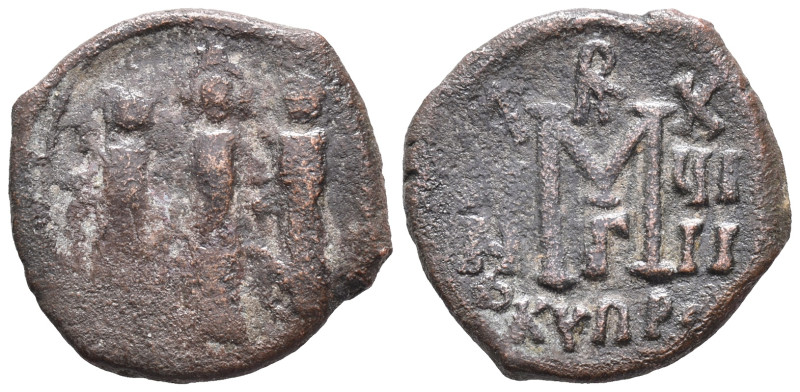 Heraclius (610-641). Æ 40 Nummi (21mm, 4.97g). Cyprus, year 17. Martina, Heracli...