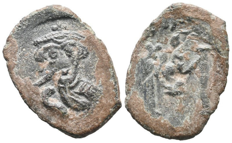 Heraclius (610-641). Æ 40 Nummi (26mm, 4.11g). Syracuse, 632-641. Countermarked:...