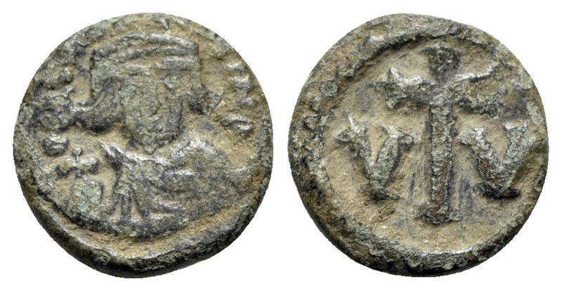 Constans II (641-668). Æ 10 Nummi (13.5mm, 1.74g, 6h). Carthage. Bust facing, we...