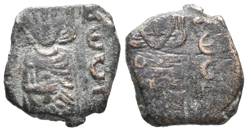 Leo III and Constantine V (720-741). Æ 40 Nummi (14mm, 3.46g). Syracuse. Leo III...