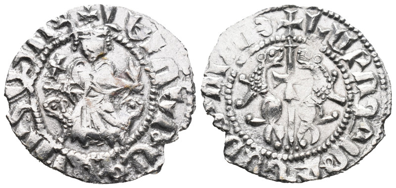 Cilician Armenia, Levon I (1198-1219). AR Tram (21mm, 2.86g). Levon seated facin...