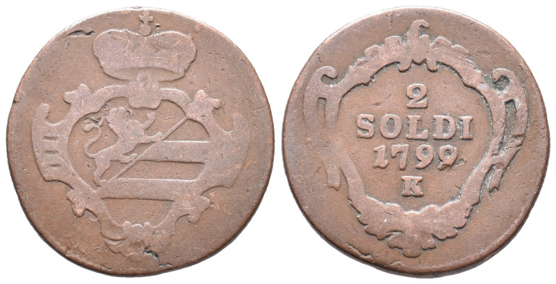 Italy, Gorizia. Francesco II (1792-1804). 2 Soldi 1799-K (22mm, 4.59g). Good Fin...