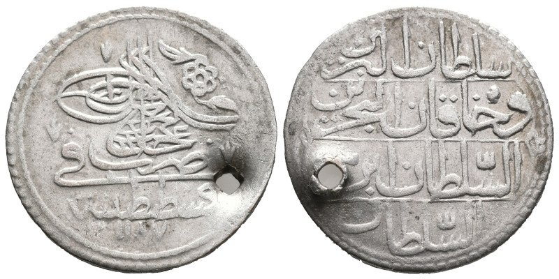 Ottoman Empire, Onluk 1187 (24mm, 5.23g). Holed, near VF