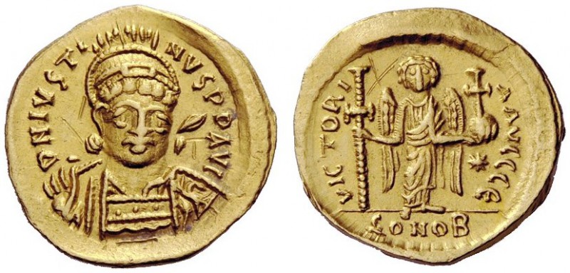THE BYZANTINE EMPIRE 
 Justin I, 10 July 518 – 1 August 527 
 Solidus circa 51...