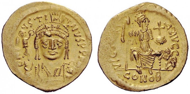 THE BYZANTINE EMPIRE 
 Justin II, 15 November 565 – 5 October 578 
 Solidus 56...