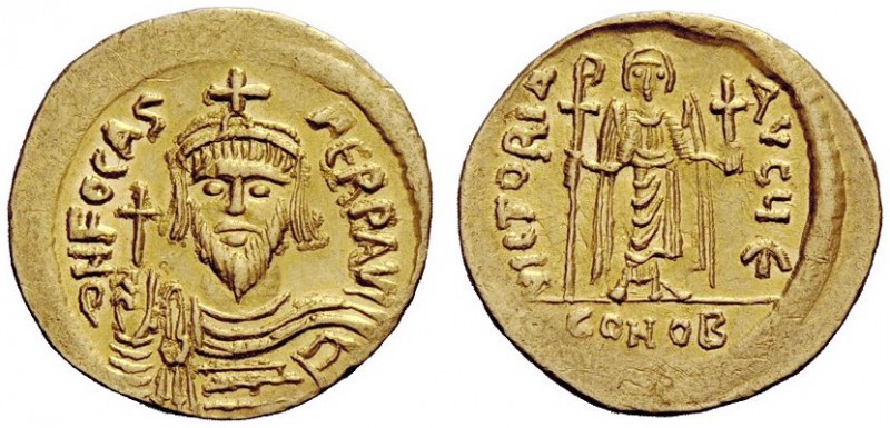 THE BYZANTINE EMPIRE 
 Phocas, 23 November 602 – 5 October 610 
 Solidus 607-6...