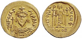 THE BYZANTINE EMPIRE 
 Phocas, 23 November 602 – 5 October 610 
 Solidus 607-610, AV 4.45 g. d N FOCAS – PERP AVC Draped and cuirassed bust facing, ...