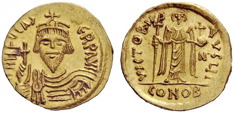 THE BYZANTINE EMPIRE 
 Phocas, 23 November 602 – 5 October 610 
 Solidus 607-6...