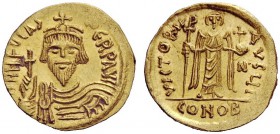 THE BYZANTINE EMPIRE 
 Phocas, 23 November 602 – 5 October 610 
 Solidus 607-610, AV 4.40 g. d NN FOCAS – PERP AVC Draped and cuirassed bust facing,...