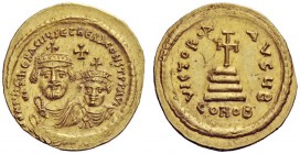 THE BYZANTINE EMPIRE 
 Heraclius, 5 October 610 – 11 January 641, with colleagues from January 613 
 Solidus 613-circa 616, AV 4.46 g. dd NN herACLI...