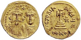 THE BYZANTINE EMPIRE 
 Heraclius, 5 October 610 – 11 January 641, with colleagues from January 613 
 Solidus circa 632-635, AV 4.38 g. dd NN herACLI...