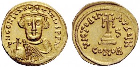 THE BYZANTINE EMPIRE 
 Constans II, September 641 – 15 July 678, with colleagues from 654 
 Solidus 647-648, AV 4.38 g. d N CONSTAN – TINYS P P AV B...