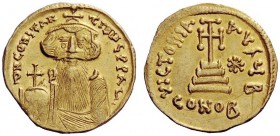 THE BYZANTINE EMPIRE 
 Constans II, September 641 – 15 July 678, with colleagues from 654 
 Light solidus of 23 siliquae, 651-654, AV 4.29 g. dN CON...
