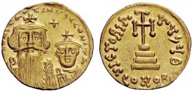 THE BYZANTINE EMPIRE 
 Constans II, September 641 – 15 July 678, with colleagues from 654 
 Solidus 654-659, AV 4.34 g. [dN CON]STAN – TINYS CCONSTA...