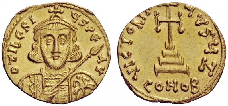 THE BYZANTINE EMPIRE 
 Tiberius III, Apsimar 698 - 705 
 Solidus 698-705, AV 4...