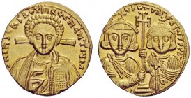 THE BYZANTINE EMPIRE 
 Justinian II second reign with colleagues, Summer 705 – 4 November 711 
 Solidus 705-711, AV 4.46 g. d N IhS ChS REX – REGNAN...