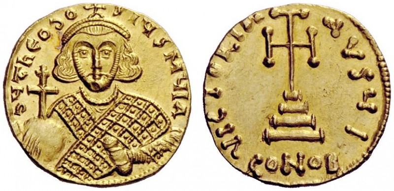 THE BYZANTINE EMPIRE 
 Theodosius III, 715 - 717 
 Solidus 715-717, AV 4.47 g....