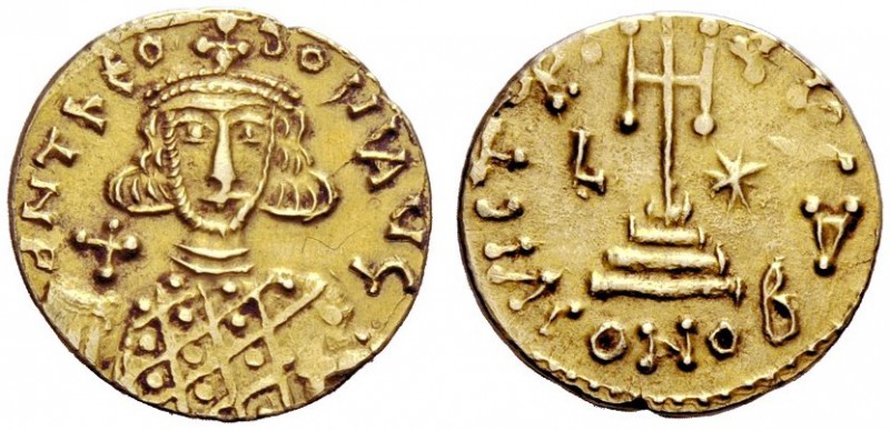 THE BYZANTINE EMPIRE 
 Theodosius III, 715 - 717 
 Solidus, Rome 715-717, AV 3...