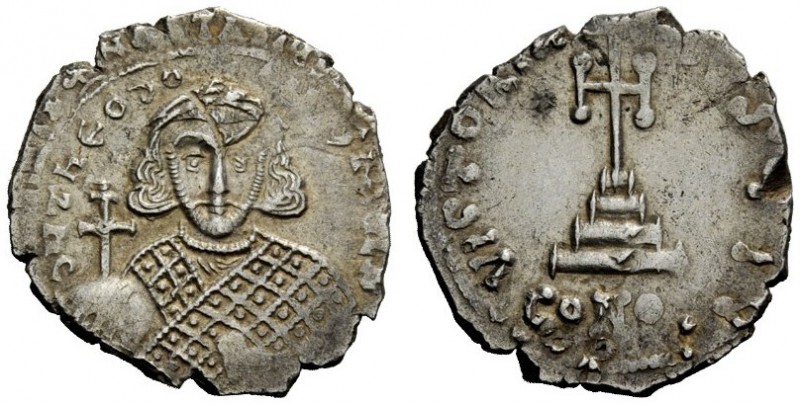 THE BYZANTINE EMPIRE 
 Theodosius III, 715 - 717 
 Hexagram 715-717, AR 3.18 g...