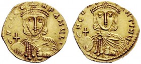THE BYZANTINE EMPIRE 
 Leo III the Isaurian, 25 March 717 – 18 June 741 and colleague, from 25 March 720 
 Solidus, Syracuse circa 735-741, AV 3.71 ...