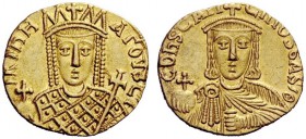 THE BYZANTINE EMPIRE 
 Constantine VI, 8 September 780 – 19 August 797 
 Solidus 792-797, AV 4.42 g. IRIhH – AGOVStI Facing bust of Irene, wearing l...