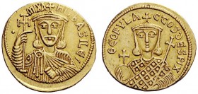 THE BYZANTINE EMPIRE 
 Michael I Rangabè, 2 October 811 – 11 July 813, with Theophylact from December 811 
 Solidus 811-813, AV 4.34 g. mIXA – HL bA...