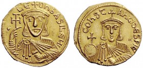THE BYZANTINE EMPIRE 
 Leo V the Armenian, 11 July 813 – 25 December 820, with Constantine from December 813 
 Solidus 813-820, AV 4.43 g. LE – Oh b...
