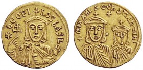 THE BYZANTINE EMPIRE 
 Theophilus, 2 October 829 – 29 January 842, with colleagues from 830 or 831 
 Solidus circa 830/1-840, AV 4.40 g. *QEOFI – LO...