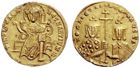 THE BYZANTINE EMPIRE 
 Constantine VII Porphyrogenitus, 6 June 913 – 9 November 959, with colleagues from 914 
 Solidus 921-931, AV 4.41 g. +IhS XPS...