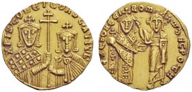 THE BYZANTINE EMPIRE 
 Constantine VII Porphyrogenitus, 6 June 913 – 9 November 959, with colleagues from 914 
 Solidus circa 924, AV 4.41 g. + KEbO...