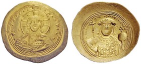 THE BYZANTINE EMPIRE 
 Constantine IX Monomachus, 11 June 1042 – 11 January 1055 
 Histamenon 1042-1055, AV 4.39 g. +IHS XIS REX – REGNANTIhM Facing...