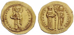 THE BYZANTINE EMPIRE 
 Theodora, 11 January 1055 – 31 August 1056 
 Histamenon 1055-1056, AV 4.46 g. +IhS XII DEX REGNANTIhm Christ, nimbate,standin...