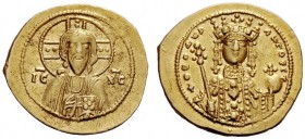 THE BYZANTINE EMPIRE 
 Theodora, 11 January 1055 – 31 August 1056 
 Tetarteron 1055–1056, AV 3.99 g. Nimbate bust of Christ facing, wearing pallium ...