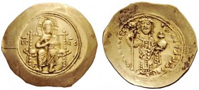 THE BYZANTINE EMPIRE 
 Nicephorus III Botaniates, 3 April 1078-1 April 1081 
 Histamenon 1078-1081, EL 4.37 g. Christ enthroned facing, nimbate, rai...