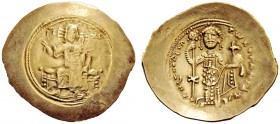 THE BYZANTINE EMPIRE 
 Nicephorus III Botaniates, 3 April 1078-1 April 1081 
 Histamenon 1078-1081, EL 4.42 g. Christ seated facing on backless thro...