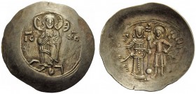 THE BYZANTINE EMPIRE 
 Manuel I, Comnenus 8 April 1143 – 24 September 1180 
 Aspron trachy 1160-1164 (?), EL 4.18 g. Christ, nimbate, standing facin...