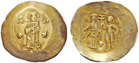 THE BYZANTINE EMPIRE 
 Manuel I, Comnenus 8 April 1143 – 24 September 1180 
 Aspron trachy 1160-1164 (?), EL 4.22 g. Christ, nimbate, standing facin...