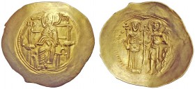 THE BYZANTINE EMPIRE 
 Isaac II Angelus, 12 September 1185 – 8 April 1195 
 Hyperpyron 1185-1195, AV 4.23 g. The Virgin nimbate enthroned facing; on...