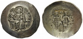 THE BYZANTINE EMPIRE 
 Alexius III Angelus self-styled Comnenus, April 1195 – November 1203 
 Aspron trachy, 1195-1197, EL 4.71 g. KE [RO] – HΘE Chr...