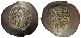 THE BYZANTINE EMPIRE 
 Alexius III Angelus self-styled Comnenus, April 1195 – November 1203 
 Aspron trachy, 1195-1197, EL 4.14 g. [KE RO] – HΘE Chr...