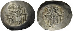 THE BYZANTINE EMPIRE 
 The Empire of Nicaea. Theodore I Comnenus-Lascaris, 1208 – 1221 
 Aspron trachy, Nicaea 1208-1212 (?), EL 4.38 g. Christ enth...