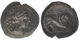 KELTEN Gallien 

Drachme ca. 100 BC
Artemiskopf nach rechts / Löwe nach links
sehr selten, 2,49 Gramm, -vz