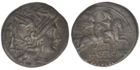 ROM Republik C.Terentius Lucanus 147 v.Chr.
Denar X
Roma
Dioskuren nach rechts reitend
C.T.R.LVC / ROMA
Crawf.217/1, 3,76 Gramm, ss