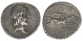 ROM Republik L.Calpurnius Piso Frugi 90 BC

Denar
Apollo / Reiter nach rechts
Cr.340/1, 4,04 Gramm, vz