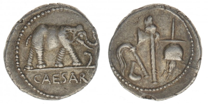 ROM Republik Caius Julius Caesar 49-44 BC

Denar
Elefant tritt auf Schlange / Pr...