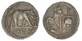 ROM Republik Caius Julius Caesar 49-44 BC

Denar
Elefant tritt auf Schlange / Priestergeräte
Crawf.443/1, 3,82 Gramm, vz