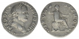 ROM Kaiserzeit Vespasianus 69-79
Denar 
IMP CAES VESP AVG CENS / PONTIF MAXIM
Vespasianus nach rechts sitzend
RIC 65 , Kampmann 20.59.3 3,22 Gramm ss