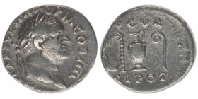 ROM Kaiserzeit Vespasianus 69-79
Denar
priesterliche Geräte AVGVR TRI POT
3,15 Gramm, ss/vz